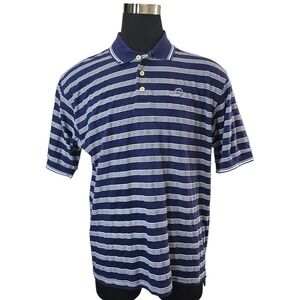 Ashworth‎ Mens Striped Short Sleeve Polo Shirt Size Medium Navy Barton Creek